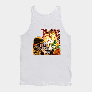 Comic Soldiers in War Radio Transmitter Bomb Explosion. Fighting Fronts. Retro Vintage Tank Top